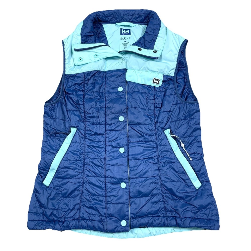 Helly Hansen Movain Vest Women Medium North Sea Blue Puffer Wool Insulated